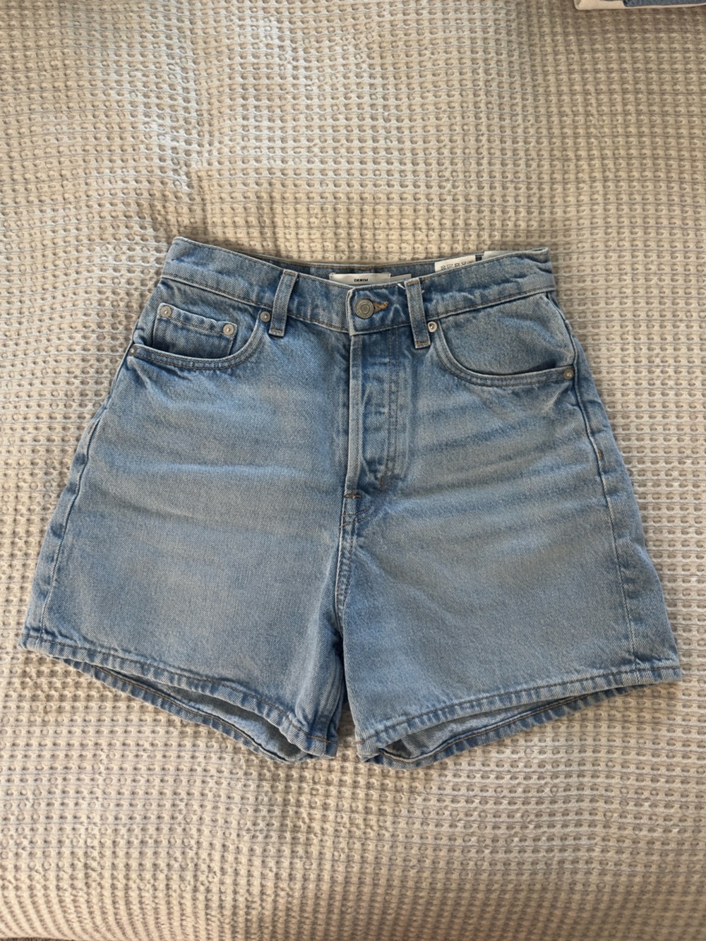 & Other Stories A-Line High-Rise Light Blue Wash Denim Short